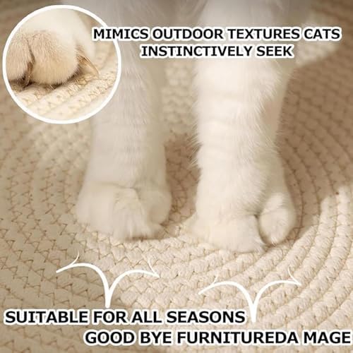 Instinct Basket, Stimuli Handwoven cat Basket Rope Cotton with Cushion, Eliminates Bed Rejection Round Pet Basket, Boho Catbed for Cats Handwoven Scratchable Breathable Weave (Large-A) - Image 3