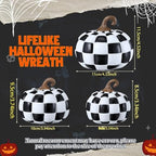 Weysat 3 Pcs Black and White Fall Pumpkins Resin Checkered Decor - Image 2