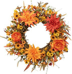 J'FLORU 22 Inch Artificial Fall Wreath Autumn Wreaths for Front Door Thanksgiving Wreath with Peony Dahlia Daisy Flowers for Thanksgiving Day Harvest Festival Wall Porch Indoor Outdoor by JFLORU