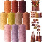 Timgle 10 Rolls Macrame Cord 3 mm X 875 Yards, Sunset Macaron Colors by Timgle