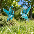 47.5" Metal Crane Statue, Extra-Large Blue Heron Decor Set of 2 - Image 3