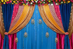 10x6.5ft Indian Traditional Backdrop Colored Curtains Marigold Background by CSFOTO