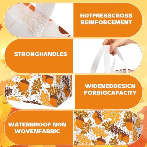 Wesnoy 48 Pcs Fall Gift Bag Bulk Maple Leaves Pumpkin Tote Bag with Handles - Image 3