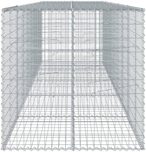 vidaXL Gabion Basket with Cover 196.9"x39.4"x39.4" Galvanized Iron - Image 6