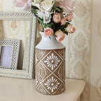 Rustic Ceramic Vase Set of 2 for Living Room Bedroom 11.02'' and 9.05'' Large Unique Flower Vases for Home Decor Office Centerpieces Fireplace Vintage Antique Farmhouse Modern Gift for Plant - Image 3