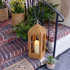 11.8 Inch Natural Rattan Decorative Lantern with LED Flameless Candle - Image 5