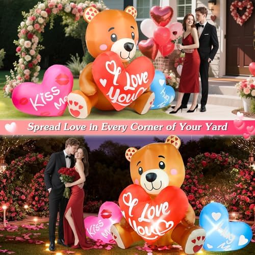 LETIME 10.5 FT Long Valentines Inflatables Outdoor Decorations Blow up Bear - Image 5