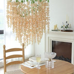 mizii 6Pcs Beige Wisteria Hanging Flowers 48" Silk Wisteria Artificial Flowers Garland Vines Fake Hanging Flowers Decoration for Wedding Flower Wall Backdrop Centerpieces Party Room Decor (Beige) - Image 7