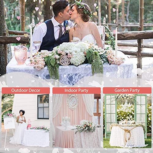 LuoluoHouse 2 Pack 60 x 120 Inch White Lace Rustic Table Cloths Vintage - Image 6