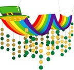 St. Patrick's Day Rainbow Ceiling Decoration Pot of Gold Decoration Leprechaun Hat Ceiling Decor Hanging Rainbow Cloud Ceiling Decoration with Gold Coins Garland Leprechaun Party Supplies 12 ft Long by Rtteri