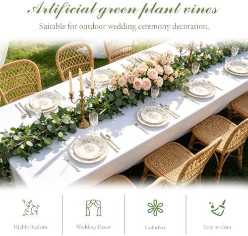 dallisten 3 Strands Artificial Ivy Vines, Fake Ivy with Eucalyptus Garland - Image 2