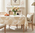 Cotton Damask Print Tablecloth with Scalloped Edge, Machine Washable, Golden Damask, 60 x 108 Inch Rectangle by Unknown
