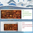 8X7Ft Fall Garage Door Cover Decorations, Autumn Pumpkin Rustic Fireplace Leaves Backdrop Door Cover Fall Thanksgiving Wall Banner Backdrop Background for Home Window Patio Yard - Image 6
