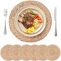 13.8'' Round Woven Placemats Set of 6, Boho Wicker Chargers, Terrekraft by TerrekraftMakeLuxuryTraysAffordable