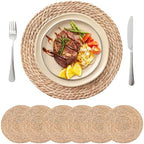 13.8'' Round Woven Placemats Set of 6, Boho Wicker Chargers, Terrekraft by TerrekraftMakeLuxuryTraysAffordable