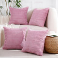 All Smiles BlushPink Decorative Throw Pillow Covers 18x18 Set of 4 Farmhouse Home Corduroy Square Cushion Case for Decor Living Room Couch Bed Sofa by AllSmiles