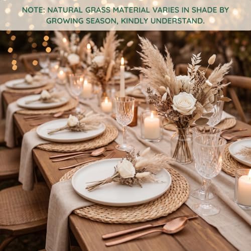 12 Pack 15IN Round Woven Placemats, Natural Bulrush Boho Farmhouse Mats - Image 2