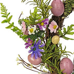 National Tree Company 22 in. Pink Eggs, Flowers and Ferns Easter Wreath, Artificial Spring Wreath with Pink & Pastel Easter Eggs, Indoor or Covered Outdoor Décor - Image 3