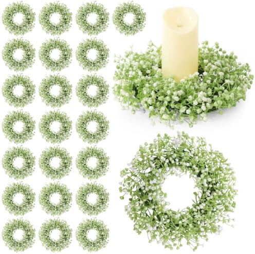 Zeyune 24 Pcs Babys Breath Candle Wreath Rings Bulk by Zeyune