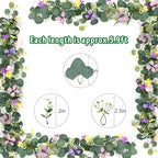 Waipfaru 4Pcs Eucalyptus Garland with Daisy 3D Butterfly, Green Garland with Flowers, 5.9FT Artificial Faux Eucalyptus Leaves Vines for Table Mantle Home Wedding Party Indoor Outdoor Decor - Image 3