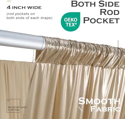 4 Panels 5ft(W) x 20ft(H) Champagne Backdrop Curtain for Wedding Parties - Image 2