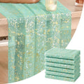 Artoid Mode 6Pcs Turquoise Gauze Gold Table Runner 10FT, Glitter Metallic Foil Sheer Dining Wedding Anniversary Holiday Table Decor for Home Party by ArtoidMode
