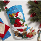 Bucilla Felt Applique 18" Stocking Making Kit, Down The Chimney, Perfect for DIY Arts and Crafts, 86656 - Image 2