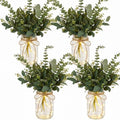 4 Sets Eucalyptus Mason Jar Centerpiece with LED Lights for Wedding by Tianxunewtig
