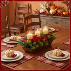 3 Pillar Christmas Table Centerpiece Christmas Candle Holder Artificial Poinsettia with Steel Base Frosted Arrangement for Home Decor - Image 4