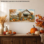 WAXWHELK Fall Canvas Wall Art, Autumn Rustic Farmhouse Painting Pictures of Farm Fresh Stand with Pumpkins and Mums, Thanksgiving Artwork for Living Room Bedroom Home Decor, (12"x24") - Image 2