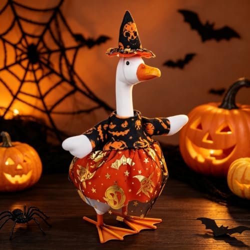 13'' Porch Goose Statue with 2 Sets Replaceable Halloween Outfits - Image 7