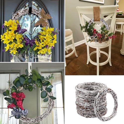 7 Pcs 10 inch Natural Grapevine Wreath Set, Hand-Woven Vine Branch Wreaths for DIY Crafts, Christmas Decorations, Home & Event Styling(White) - Image 7