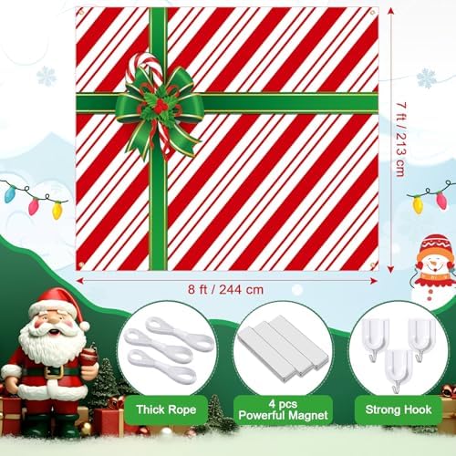 HunnmingRe 7 x 8 ft Christmas Garage Door Cover, Xmas Candy - Image 2