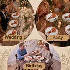 24 Pcs 13" Wooden Textured Charger Plates with Napkin Ring, White - Image 5