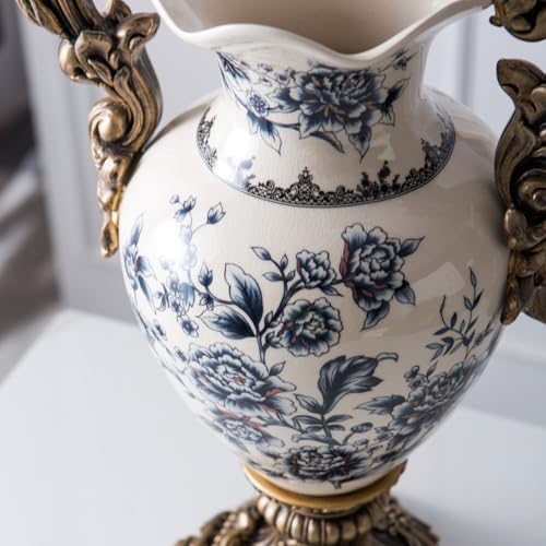 Tall Table Modern Vase,Large Ceramic Flower Vases for Shelf Home Decor,Creative Classic Pink Vase 16.5 inch,Sophisticated Vessel for Decorative Branches and Dried Flower. (Blue Floral) - Image 5