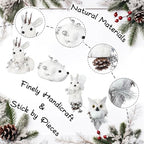 Vercraft 8 Pack White Sisal Woodland Animals Christmas Ornaments Winter - Image 4