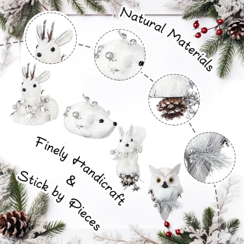 Vercraft 8 Pack White Sisal Woodland Animals Christmas Ornaments Winter - Image 4
