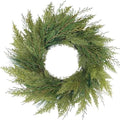 20” Green Faux Norfolk Pine Christmas Winter Wreath – Mixed with Real Touch Fake Cypress, Cedar & Spruce, Xmas Wreaths for Front Door Porch Mantel & Fireplace by BINFEN