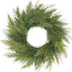 20” Green Faux Norfolk Pine Christmas Winter Wreath – Mixed with Real Touch Fake Cypress, Cedar & Spruce, Xmas Wreaths for Front Door Porch Mantel & Fireplace by BINFEN