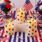 Blosssound 3 Pack 4th of July Flameless Candles Battery Operated Independence Day Stars in Blue Red Flameless Flickering Candles LED for Gifts Home 250th Patriotic Holiday 4th of July Table Decoration - Image 3