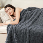 Aganear Fleece Throw Blanket for Bed Couch 90"x90" Grey - Image 4