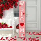 SRongmao Valentine's Day Welcome Porch Sign Love Wooden Hanging Sign Valentine's Day Front Door Sign Standing Vertical Welcome Signs for Home Front Door Yard Party Decor 8x63inch - Image 6
