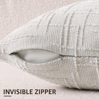 decorUhome Textured Chenille Throw Pillow Covers 26x26 Set of 2 Light Grey - Image 3