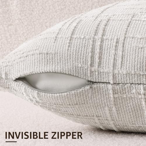 decorUhome Textured Chenille Throw Pillow Covers 26x26 Set of 2 Light Grey - Image 3