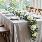 6ft White Hydrangeas Artificial Floral Garland Decoration for Mantle - Image 3