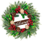 Christmas Wreaths for Front Door Decor Flower, 20" Xmas Berries by Culudea