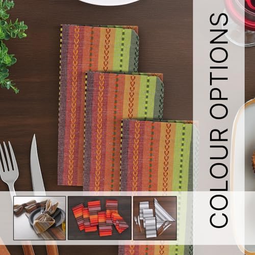 LFH Home Cotton Rich Cloth Salsa Napkin Set of 12 Washable Soft Durable Striped Table Napkins for Dining Wedding Daily Use Reusable Eco-Friendly Fabric Napkins (18x18)-Pink Multi Thanks Giving - Image 3