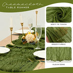 YMHPRIDE 12 Pack Cheesecloth Table Runner 35x120in Olive Green Table Runner - Image 4