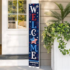 48x8" Custom 4th of July Welcome Porch Sign, Personalized Patriotic Porch Decor for Independence Day, Standing Welcome Sign for Front Door, PVC, Design 4 by BasicFundamentals