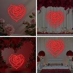 Heart Shaped Rose Neon Sign for Wedding Bedroom Romantic Floral Wall Decor - Image 6